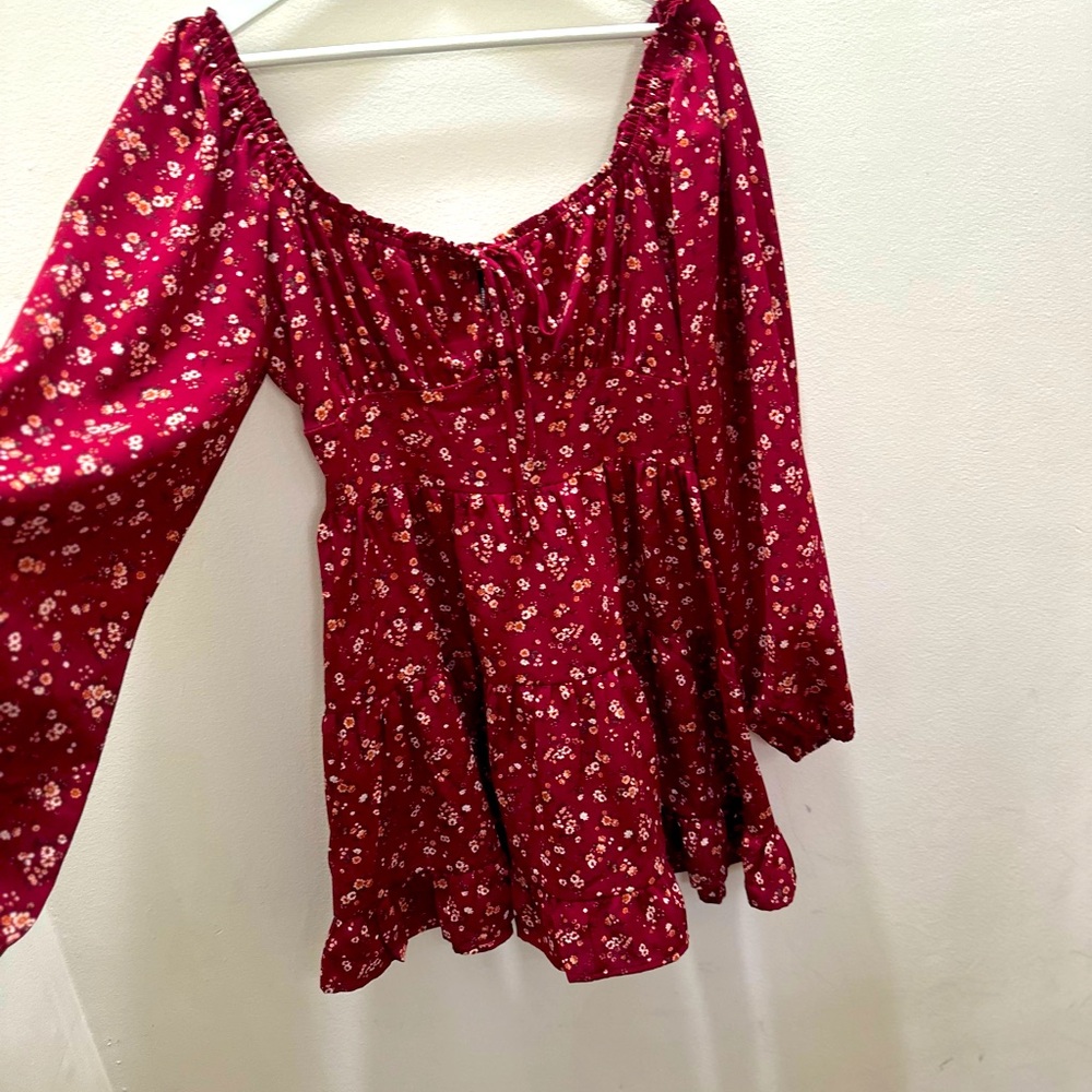 Floral Red Women's Top
